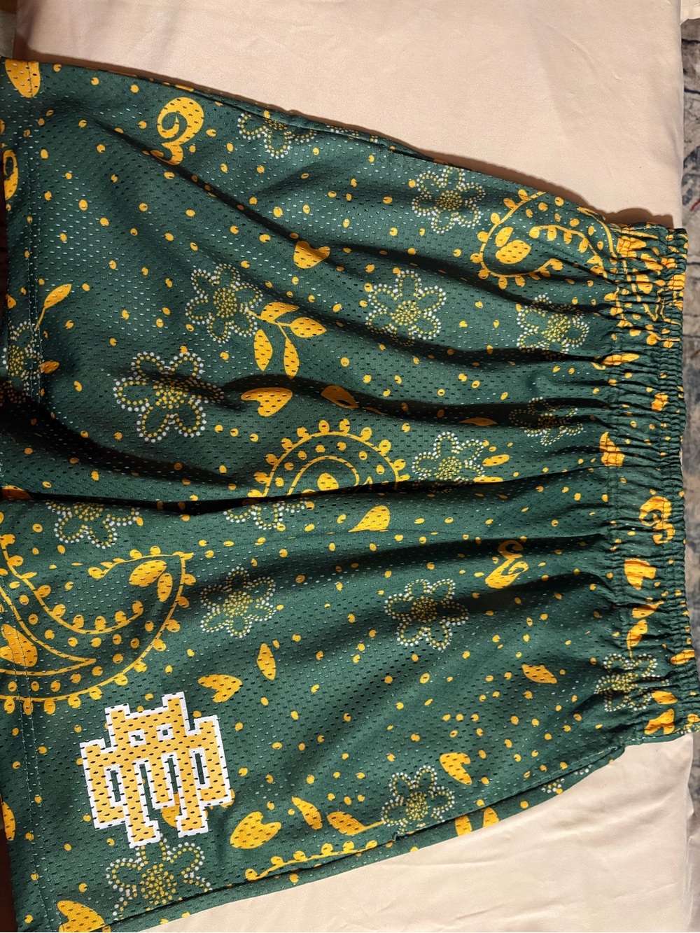 Eric Emanuel Green with Yellow Paisley Floral Print Shorts. Size L